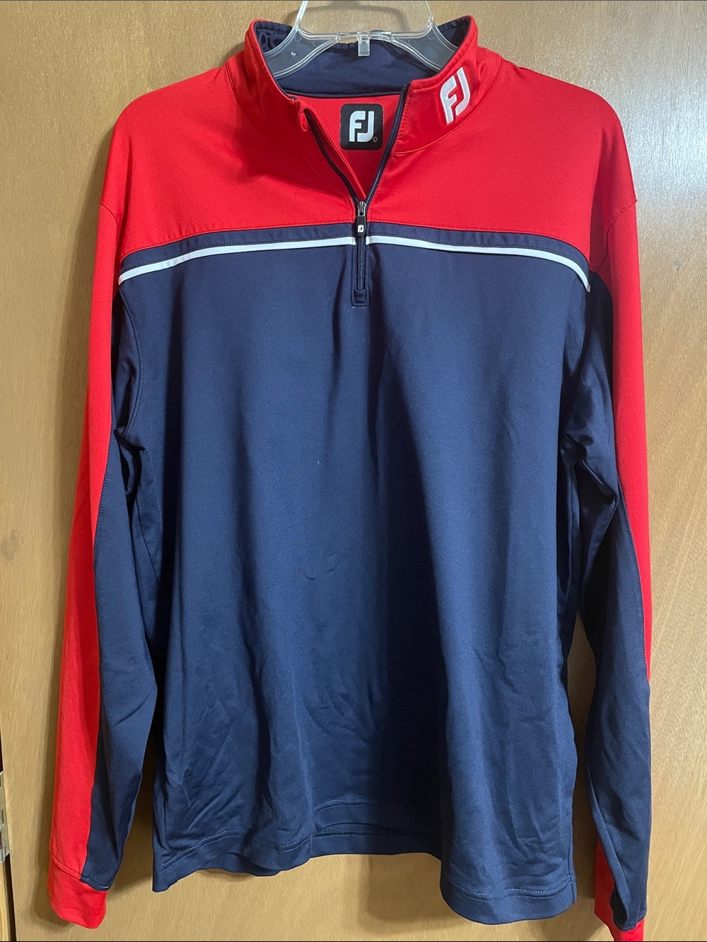 FootJoy Red & Navy Half-Zip Golf Pullover